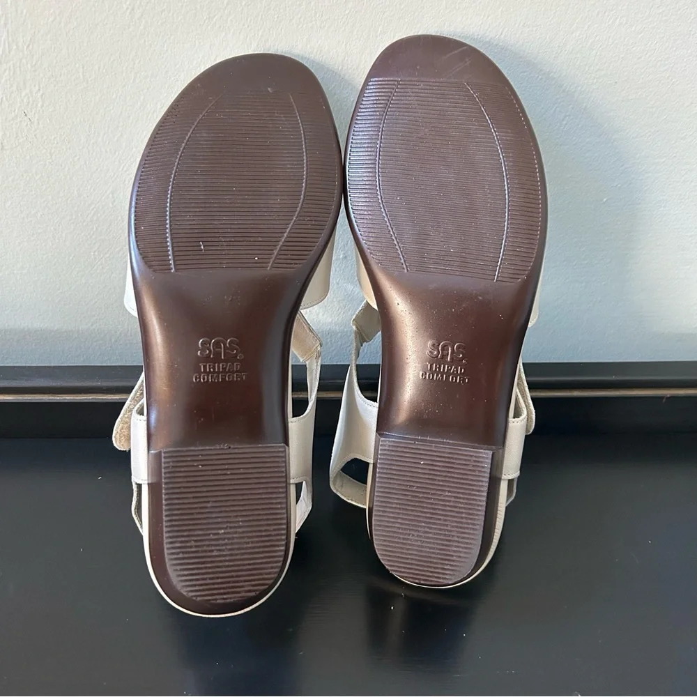 NWOB SAS Women's Suntimer Pearl Bone Heeled Strap Sandal, Size 8M
